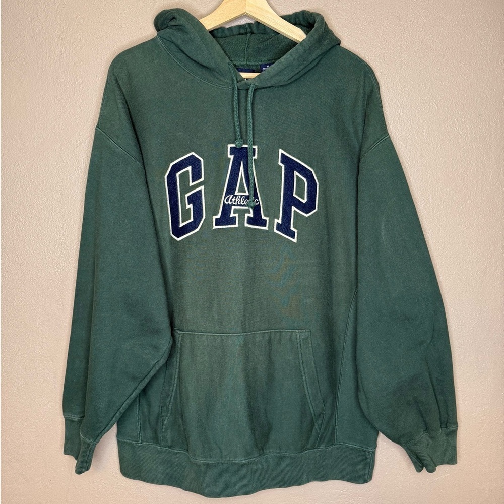 GAP Mens Vintage Dark Green Pullover Hoodie Size Medium Streetwear Retro Classic - Picture 3 of 16